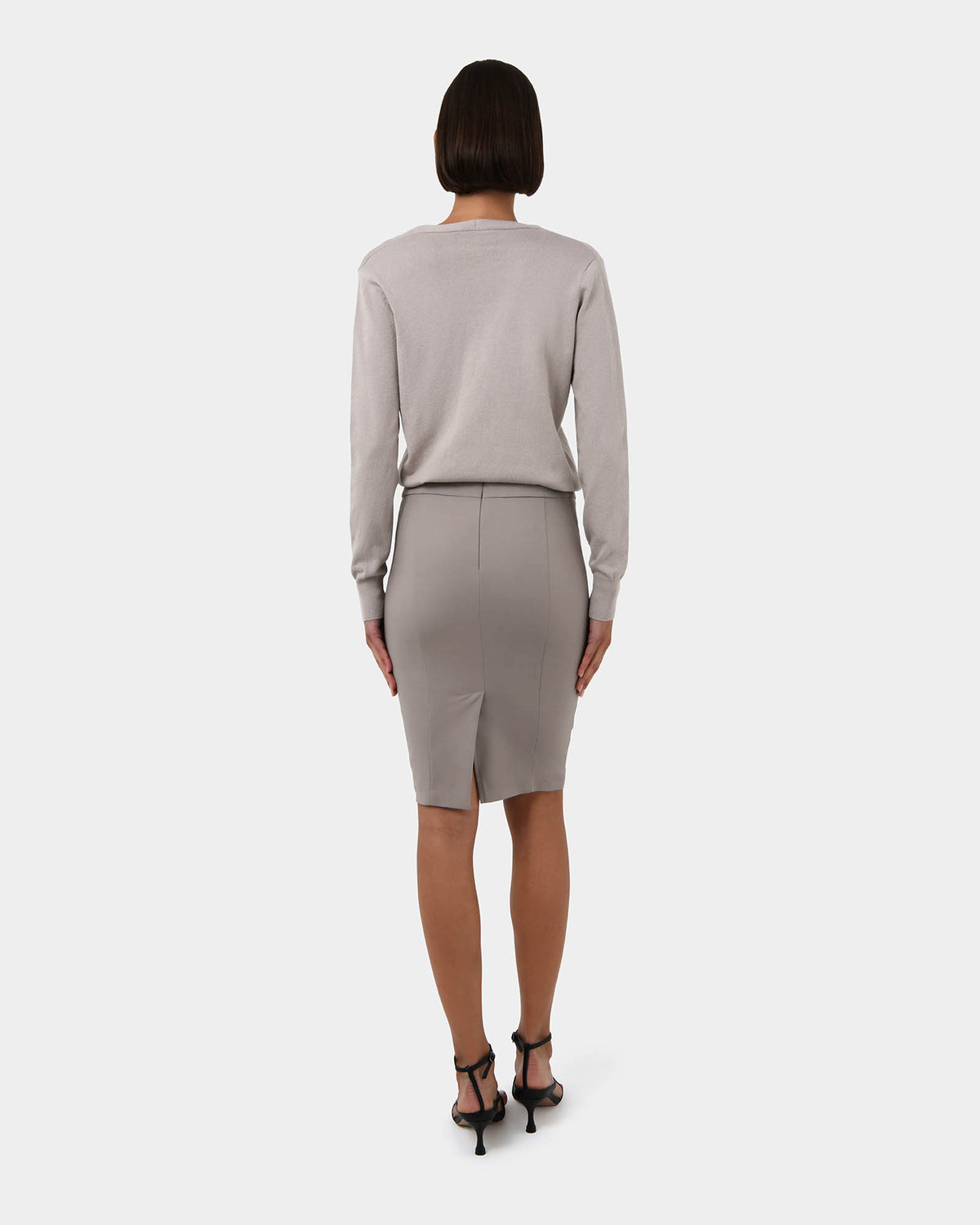 Lauren Pencil Skirt in stone — back view
