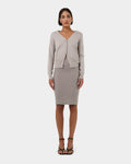 Lauren Pencil Skirt in stone — full-length view