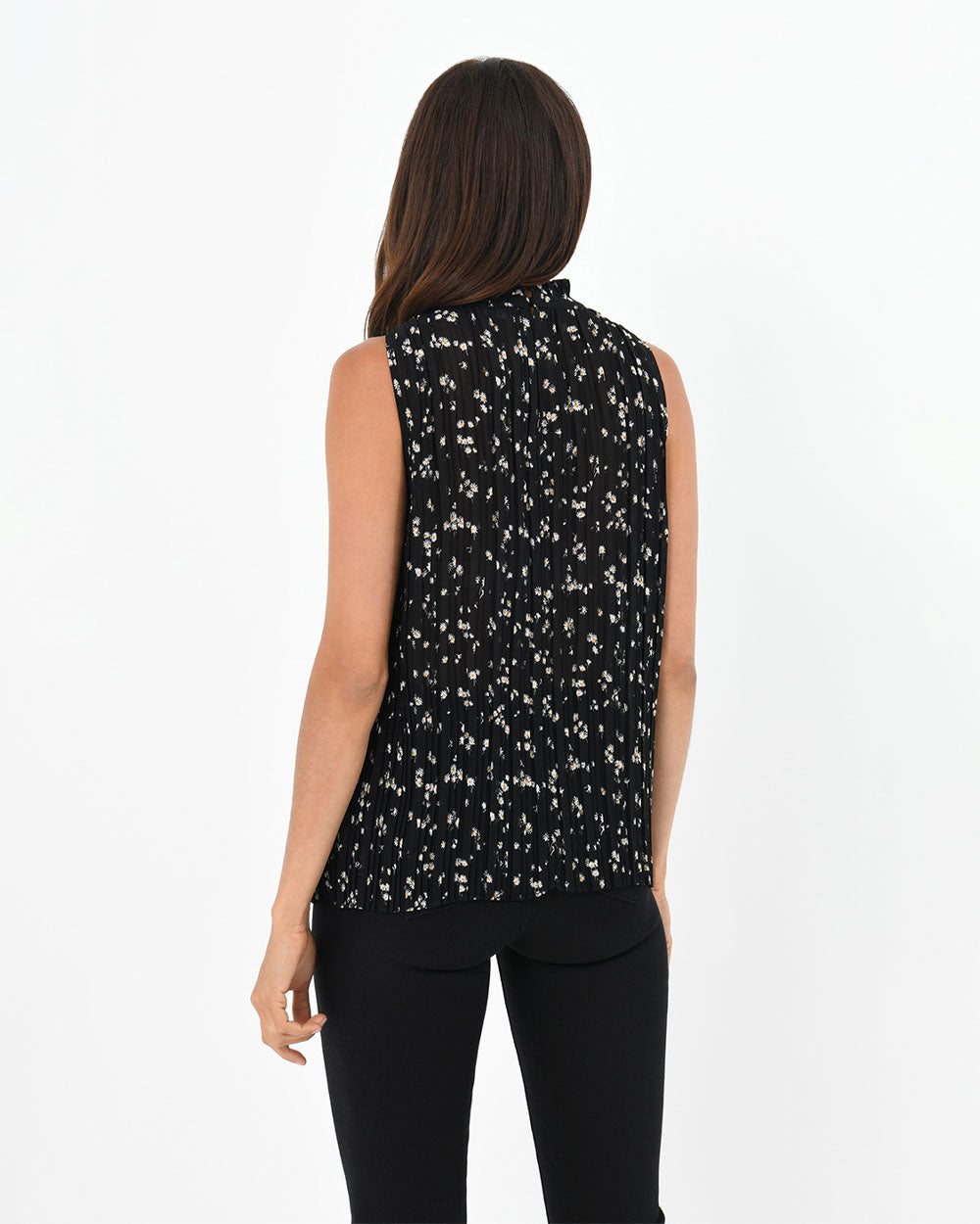 Della Pleated Top in black — back view