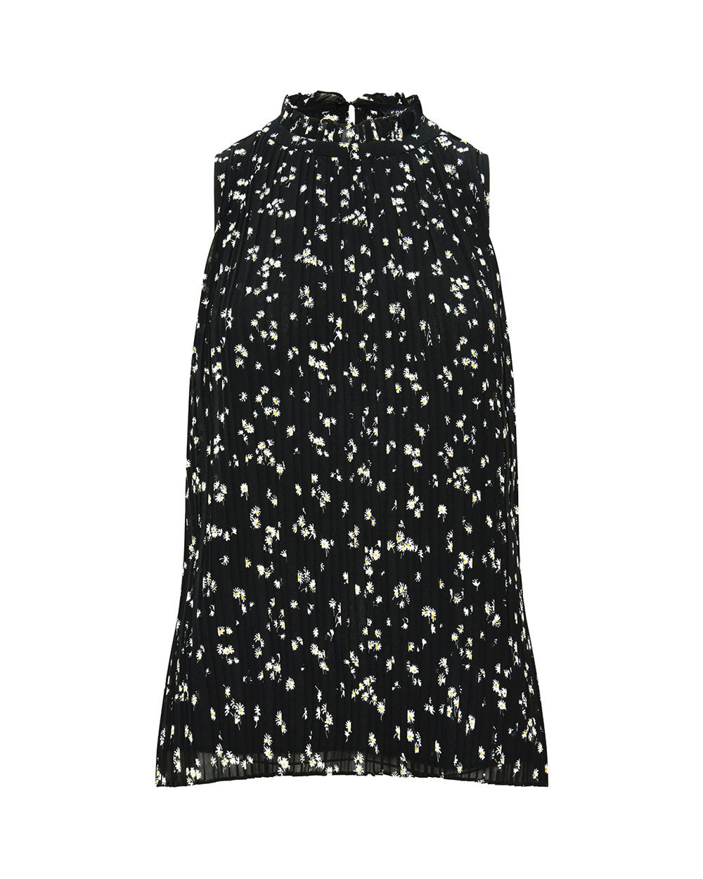 Della Pleated Top in black — product-only view
