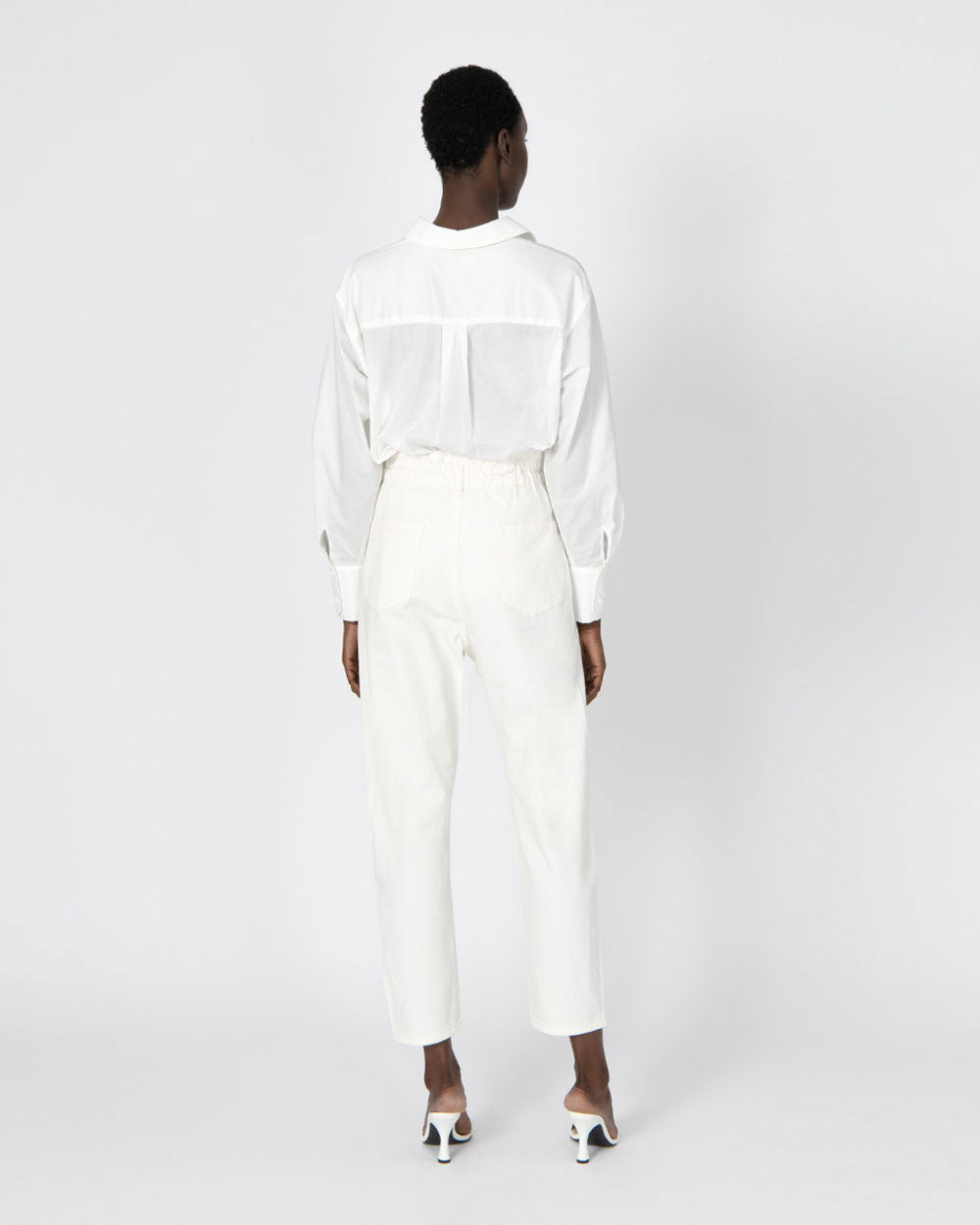 Aubri High-Waisted Jeans in ivory — back view