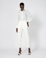 Aubri High-Waisted Jeans in ivory — full-length view