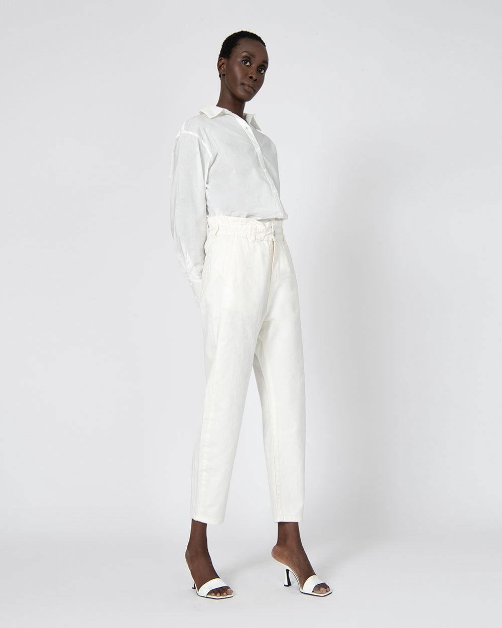 Aubri High-Waisted Jeans in ivory — side view