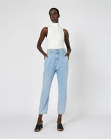Aubri High-Waisted Jeans in light wash — full-length view