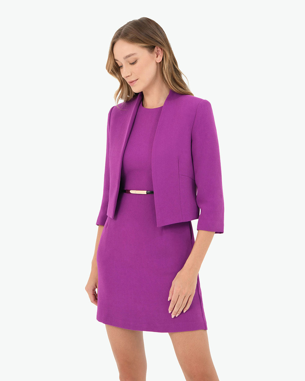 Polina Short Jacket in vivid purple — close-up view 2