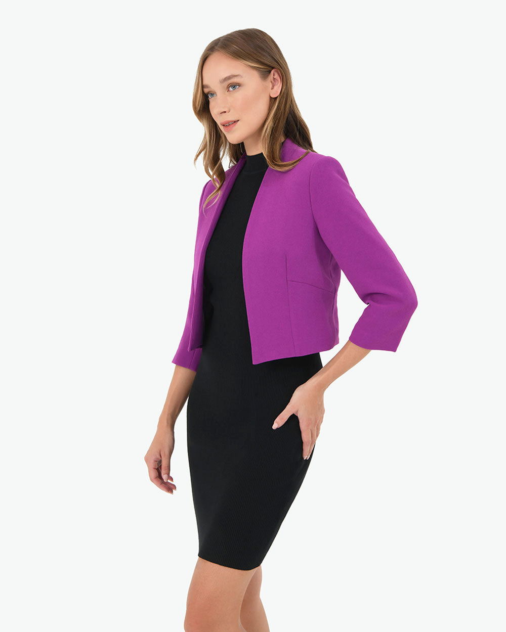 Polina Short Jacket in vivid purple — side view