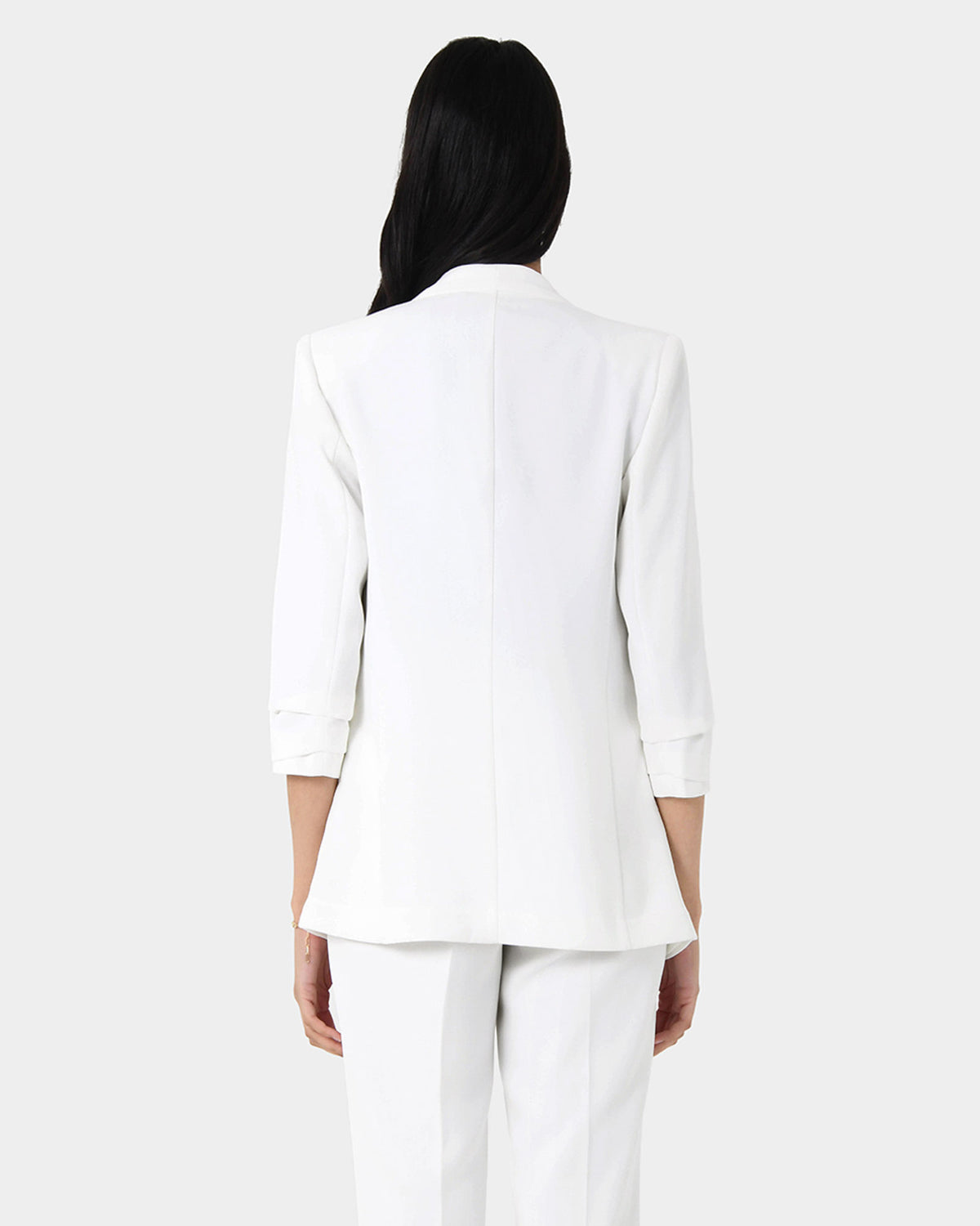 Carter 2 Collarless Blazer in ivory — back view