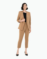 Carter 2 Collarless Blazer in tan — full-length view