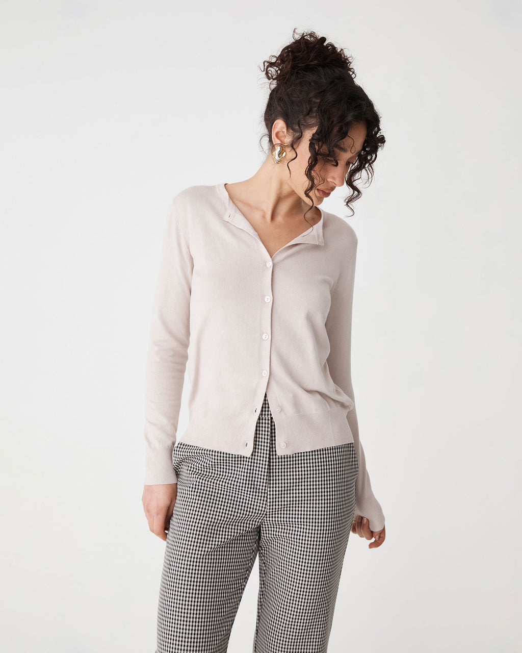 Joyce Knit Cardigan in beige — close-up view 2