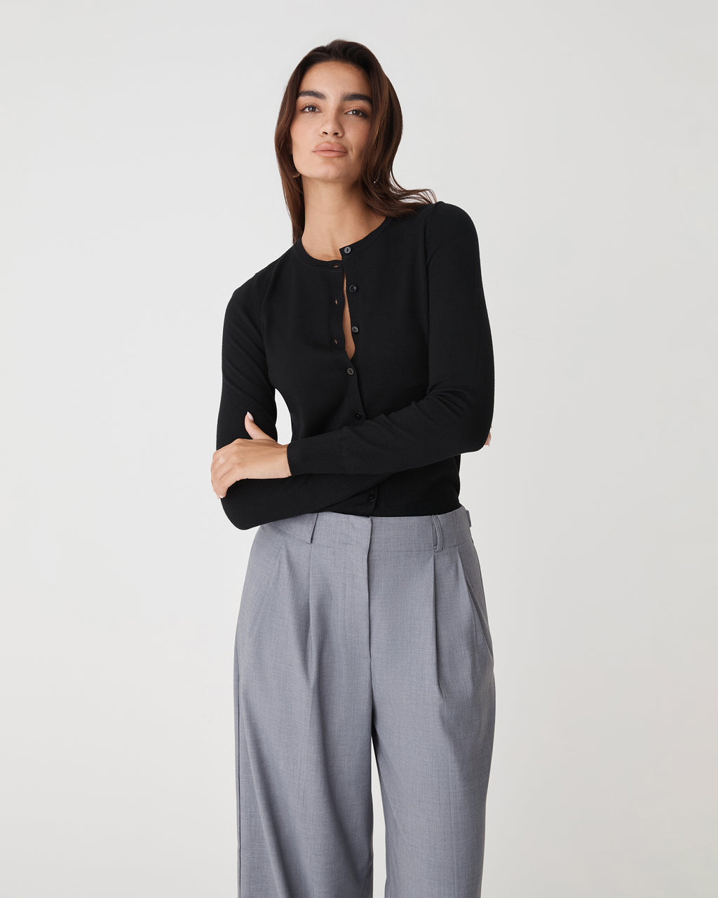 Joyce Knit Cardigan in black — close-up view 3