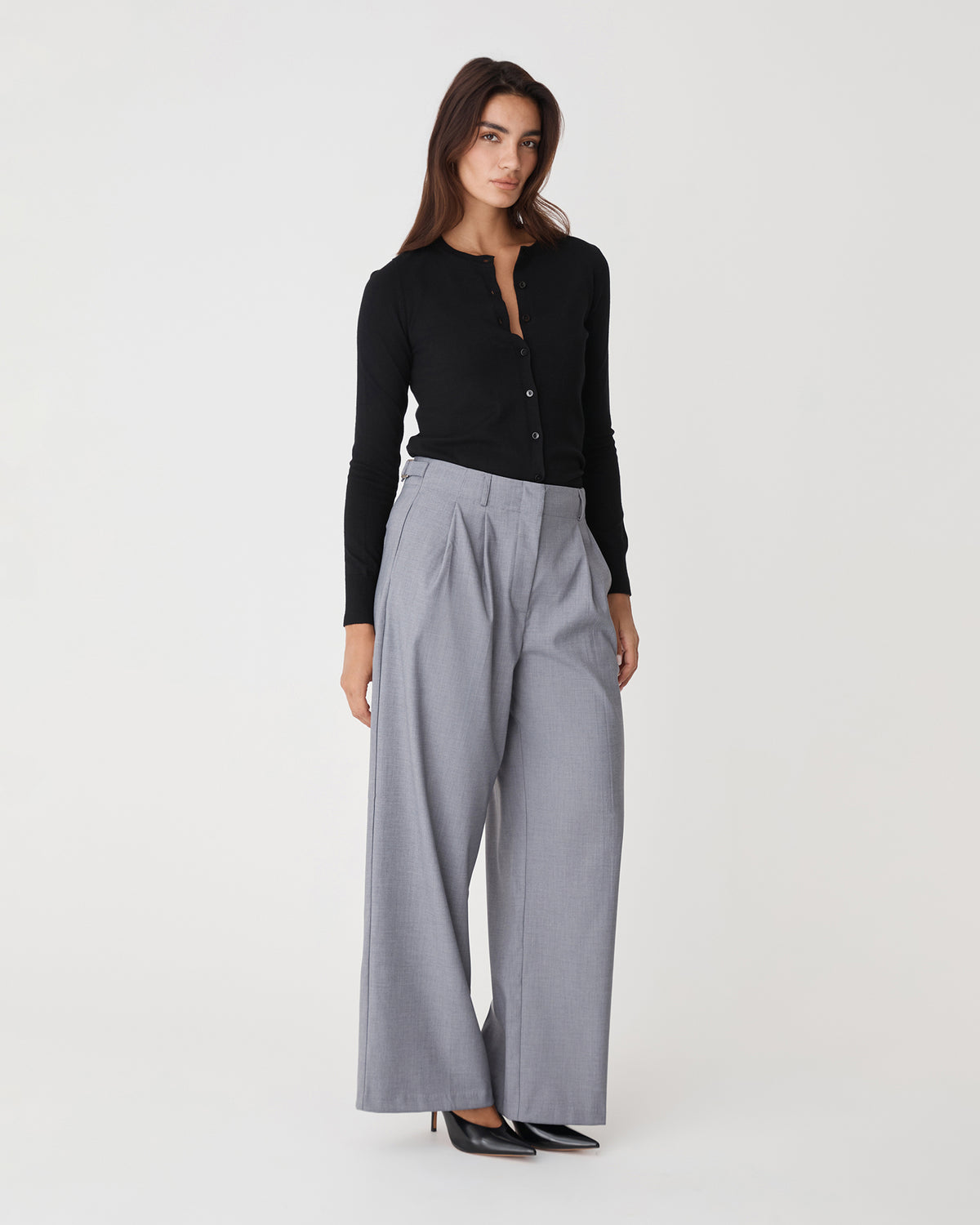 Joyce Knit Cardigan in black — side view