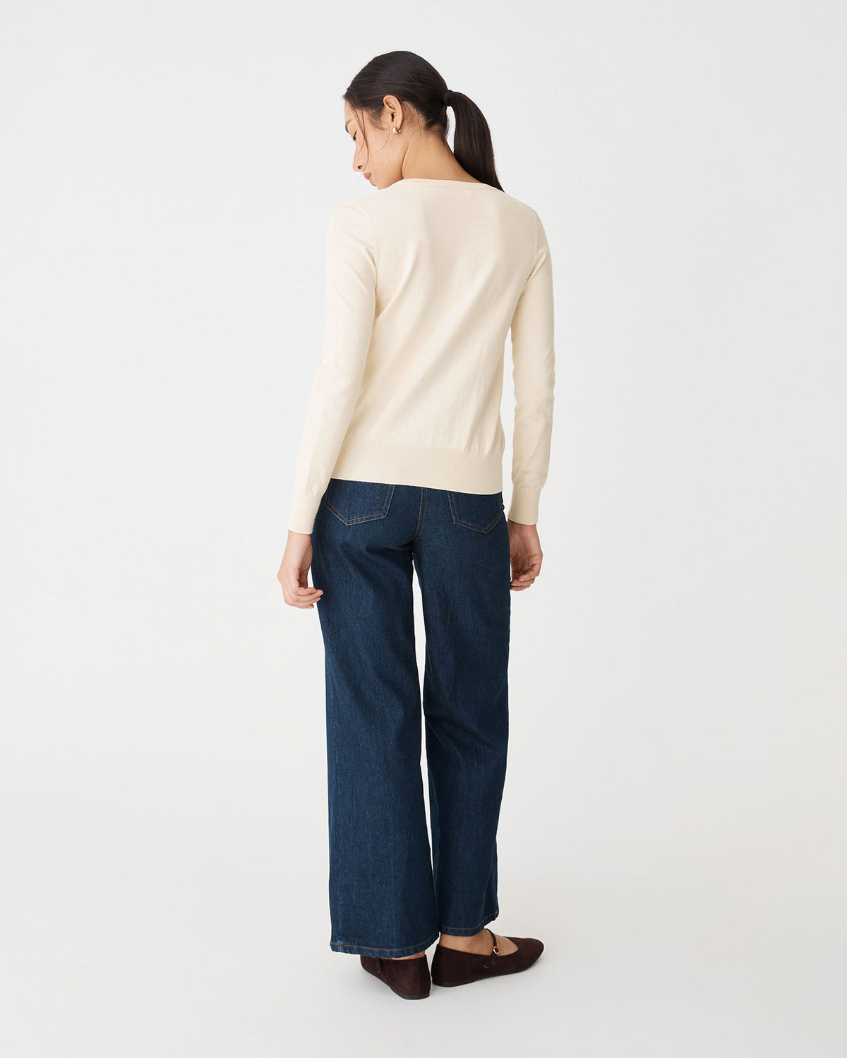 Joyce Knit Cardigan in buttercream — back view