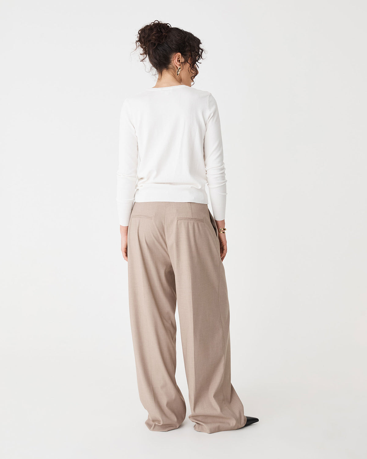 Joyce Knit Cardigan in ivory — back view