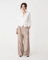 Joyce Knit Cardigan in ivory — full-length view