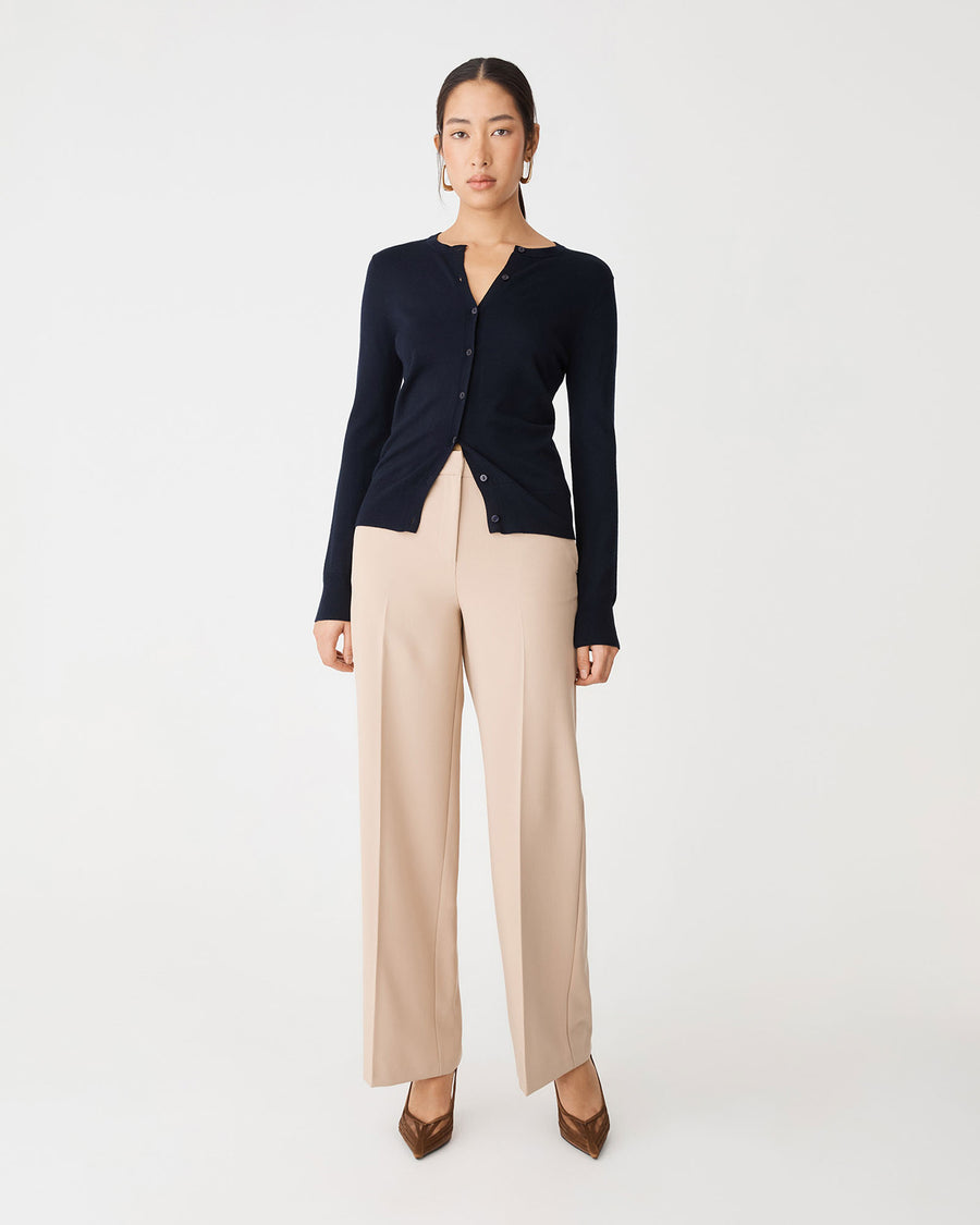 Joyce Knit Cardigan in navy — full-length view