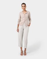 Joyce Knit Cardigan in sand beige — full-length view