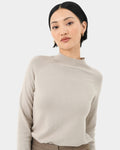 Maneh Mock Neck Knit in oatmeal — close-up view