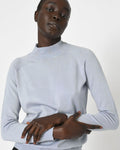 Maneh Mock Neck Knit in zen blue — close-up view