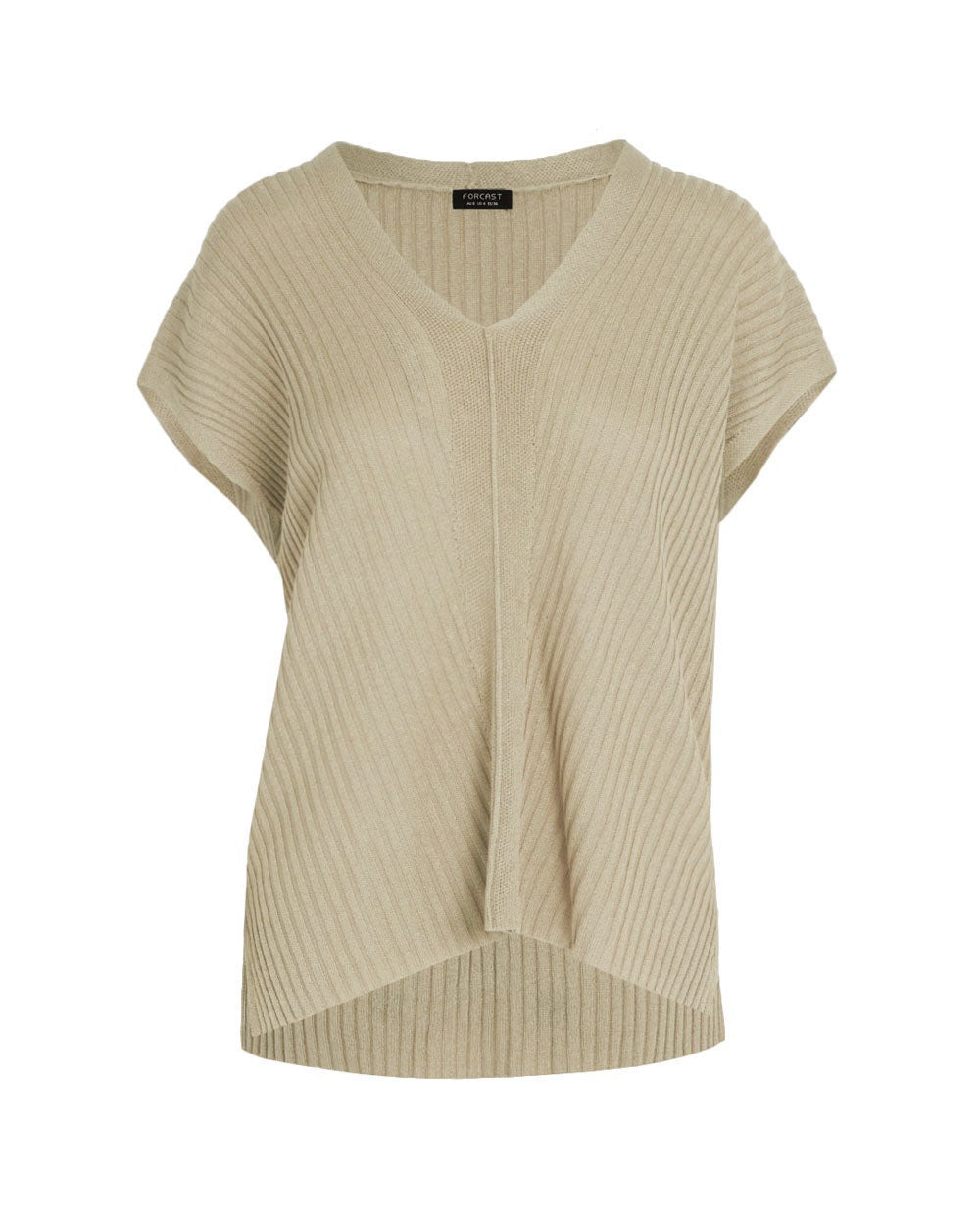 Sloan V-Neck Cape Sweater in taupe — product-only view