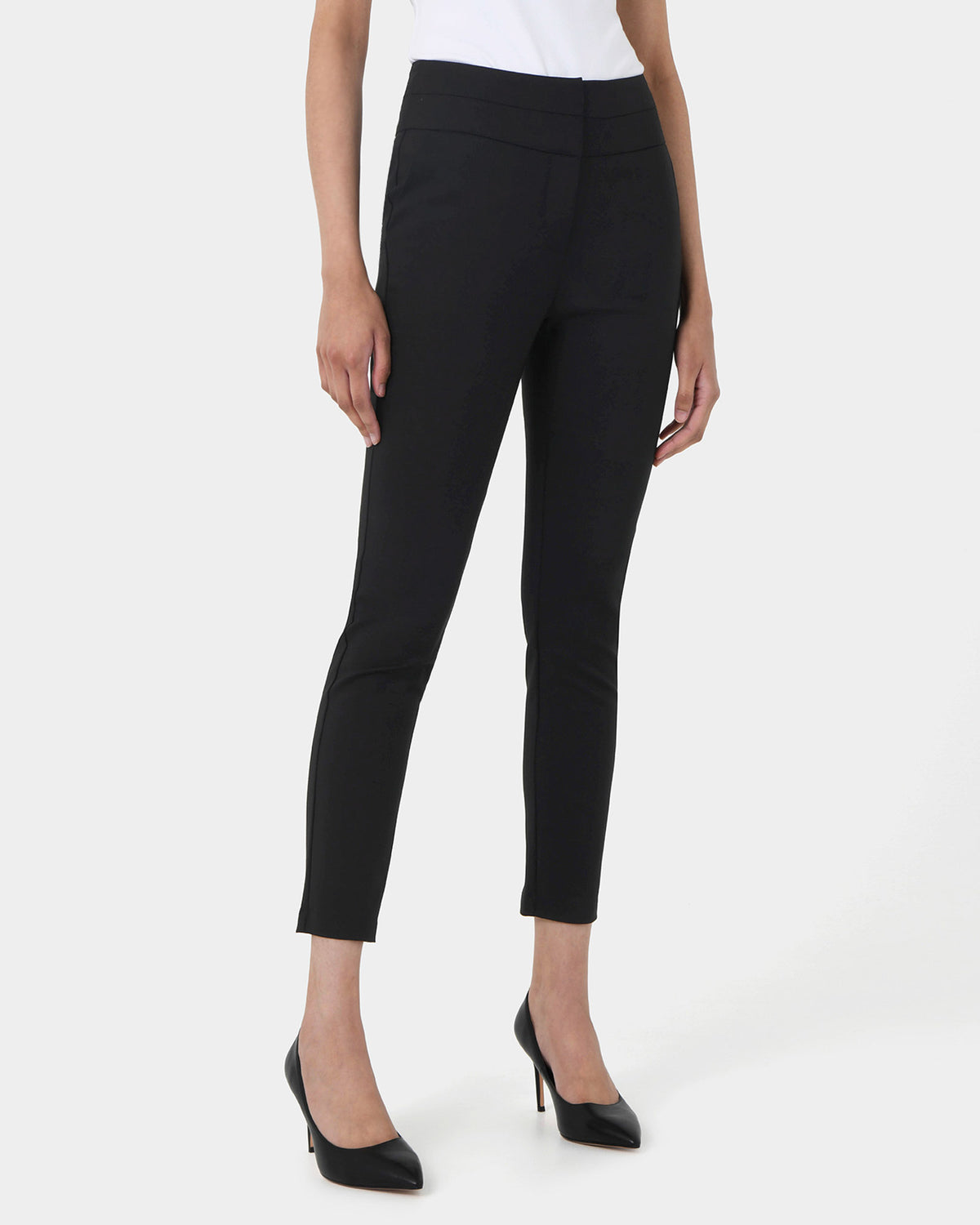 Myah Double Waistband Pants in black — close-up view