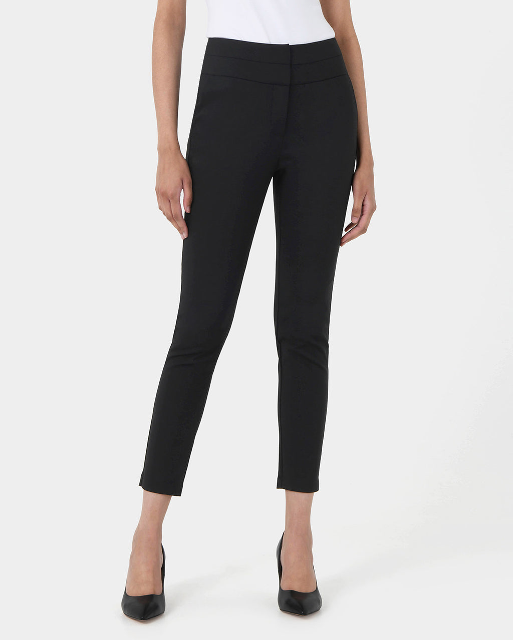 Myah Double Waistband Pants in black — close-up view 2