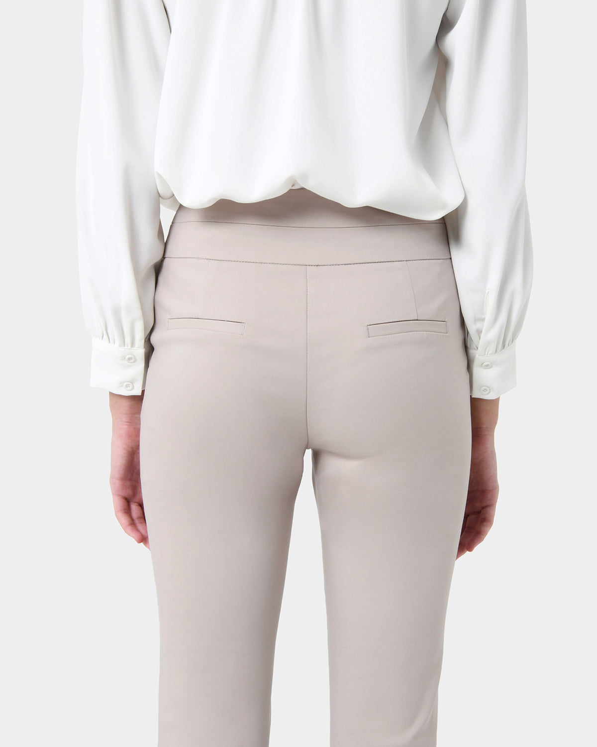 Myah Double Waistband Pants in light grey — back view