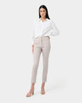 Myah Double Waistband Pants in light grey — full-length view