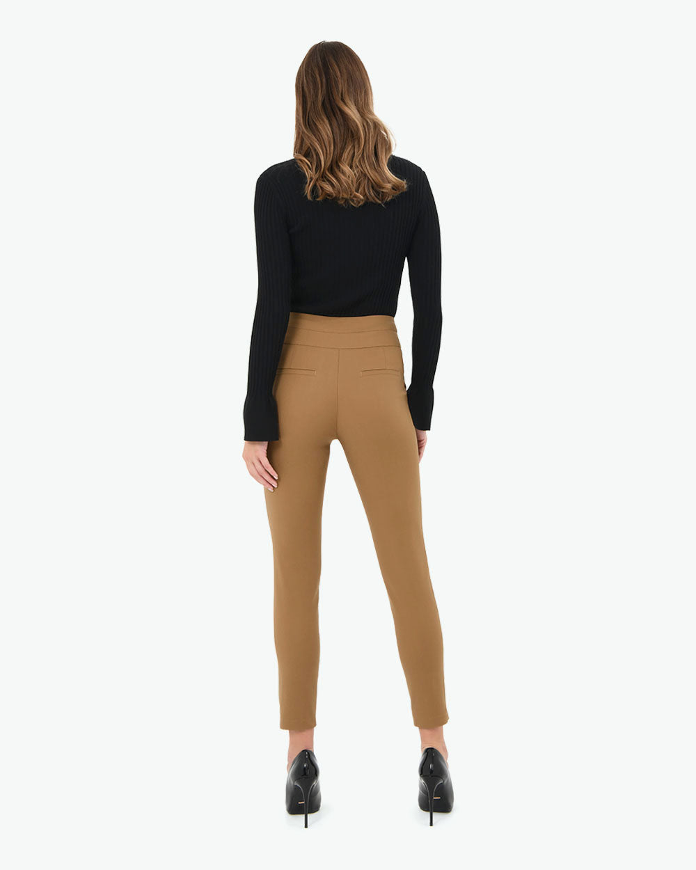 Myah Double Waistband Pants in nutmeg — back view