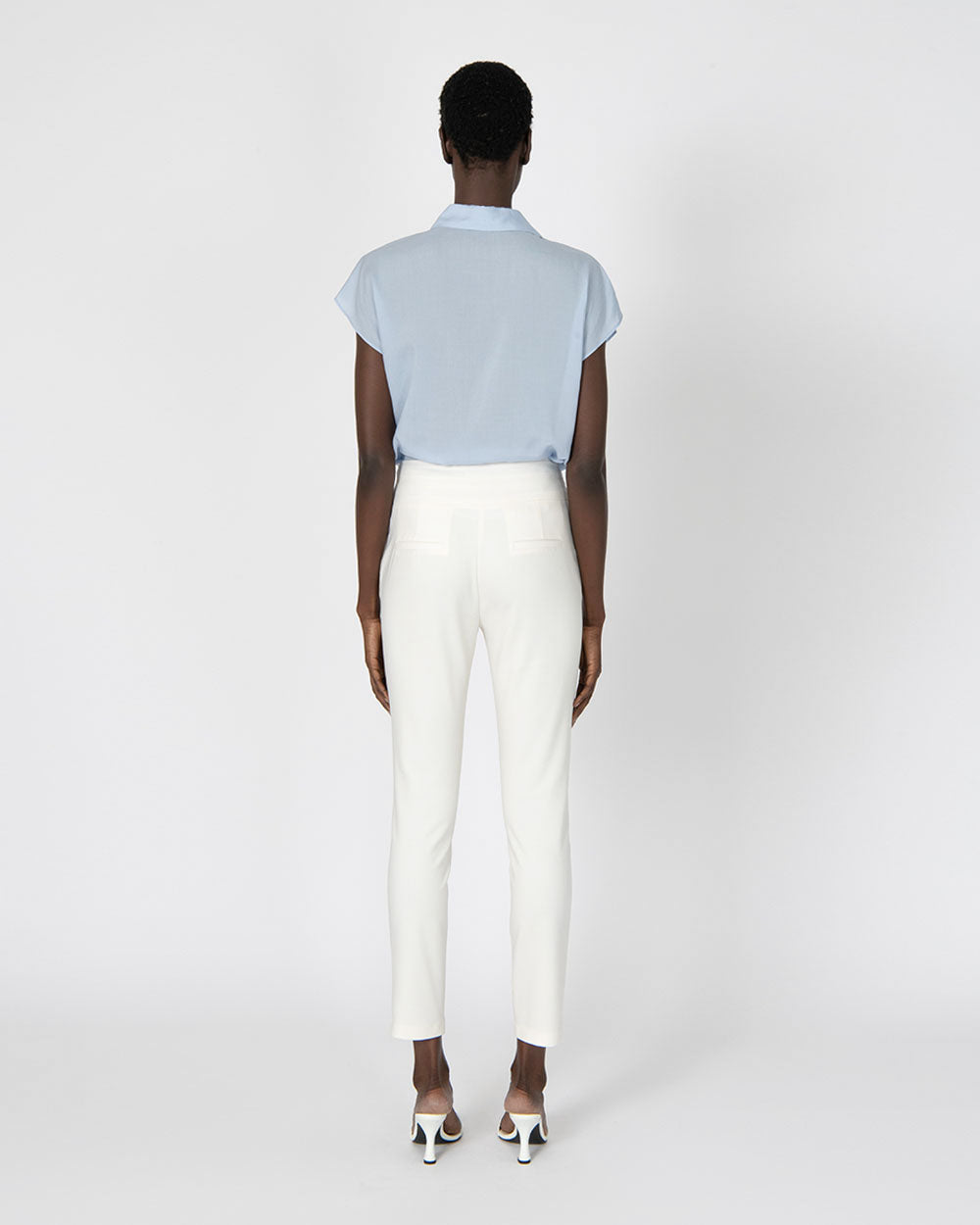 Maria High Waist Pants in ivory — back view
