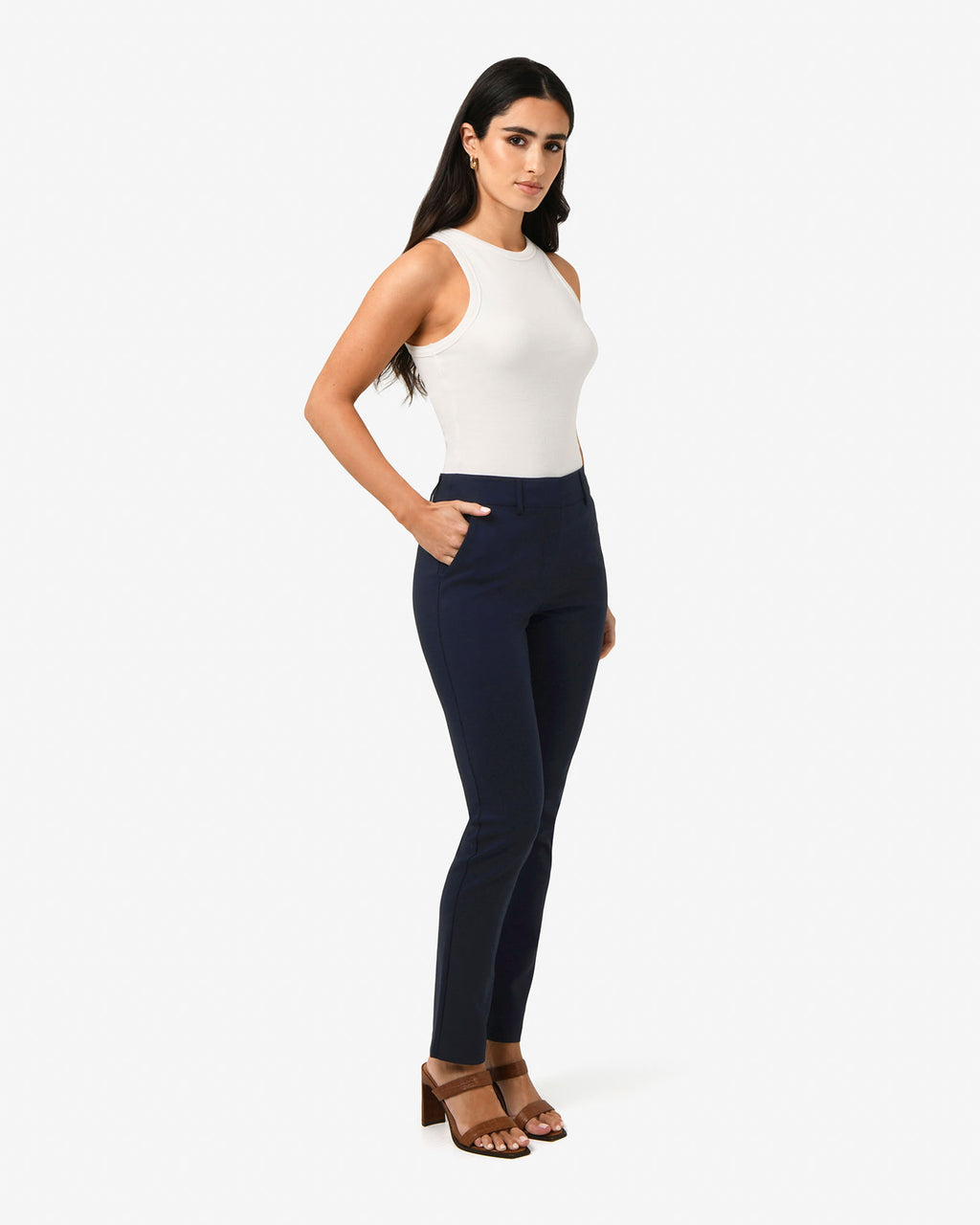 Stella Tall Trousers in navy — side view