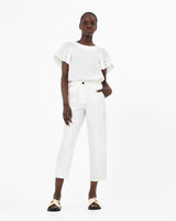Jeanette Tapered Trousers in ivory — full-length view