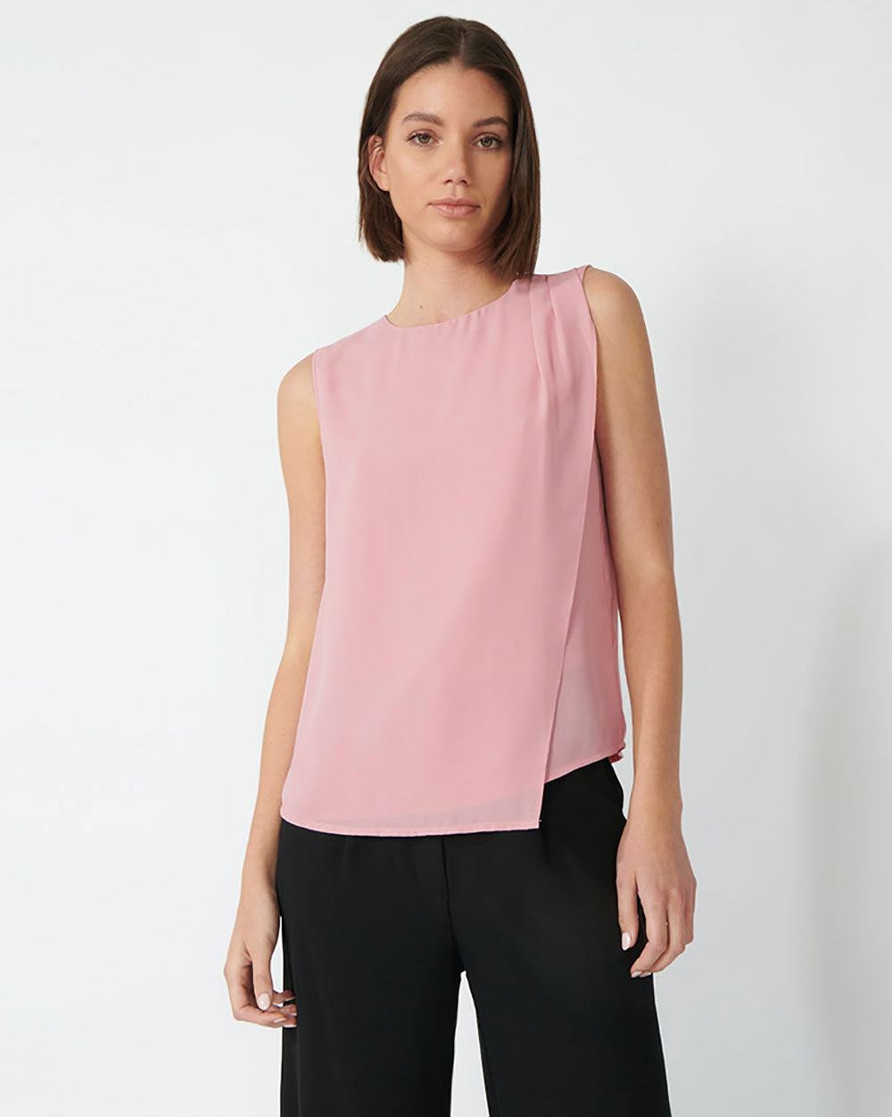 Leona Split Front Blouse in blush — close-up view