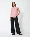 Leona Split Front Blouse in blush — full-length view