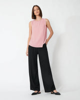 Leona Split Front Blouse in blush — full-length view