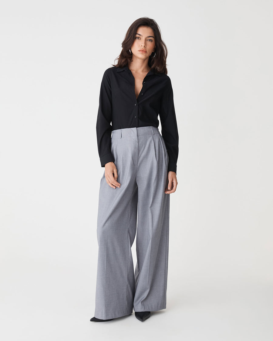 Morgan Collared Shirt in black — full-length view