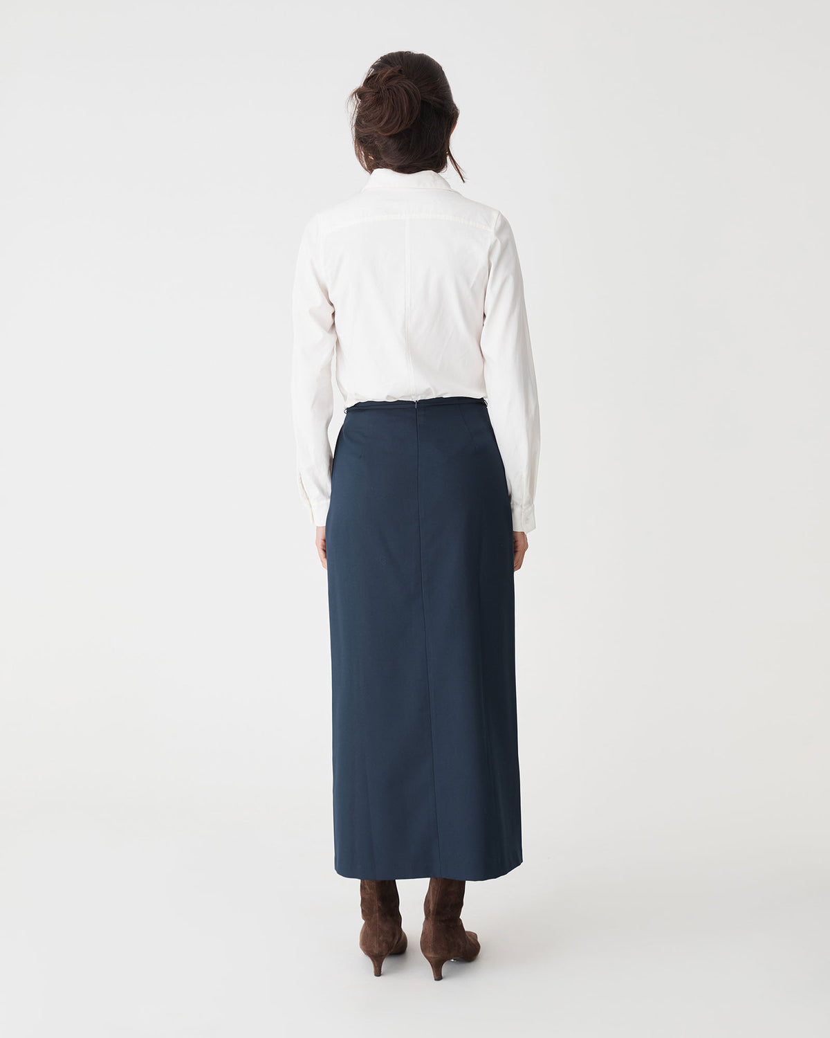 Morgan Collared Shirt in ivory — back view