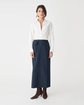 Morgan Collared Shirt in ivory — full-length view