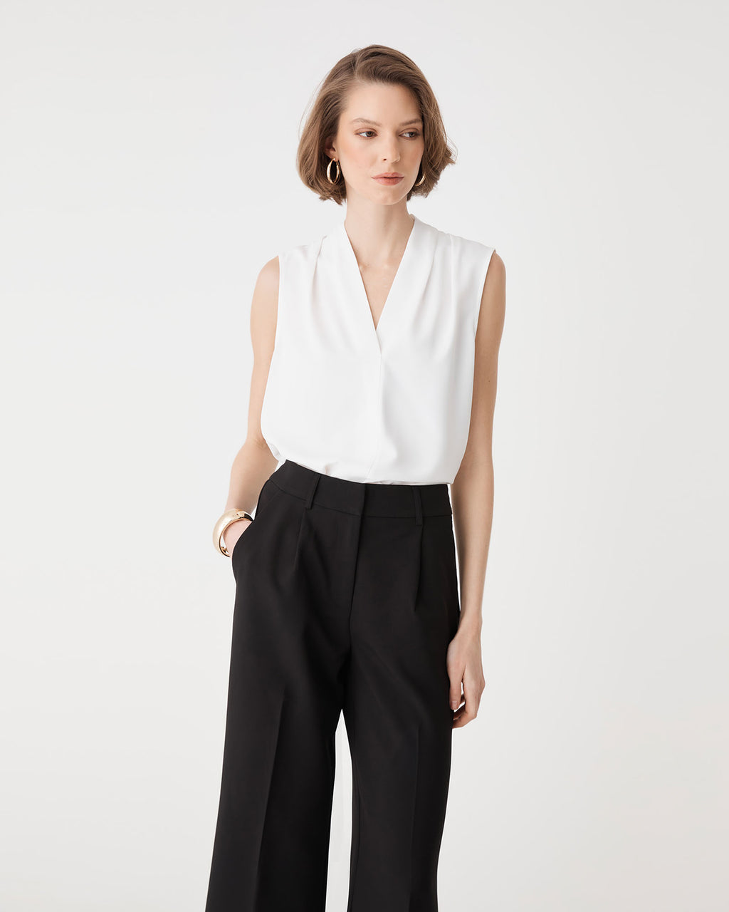 Alivia 2 V-Neck Top in ivory — view 2