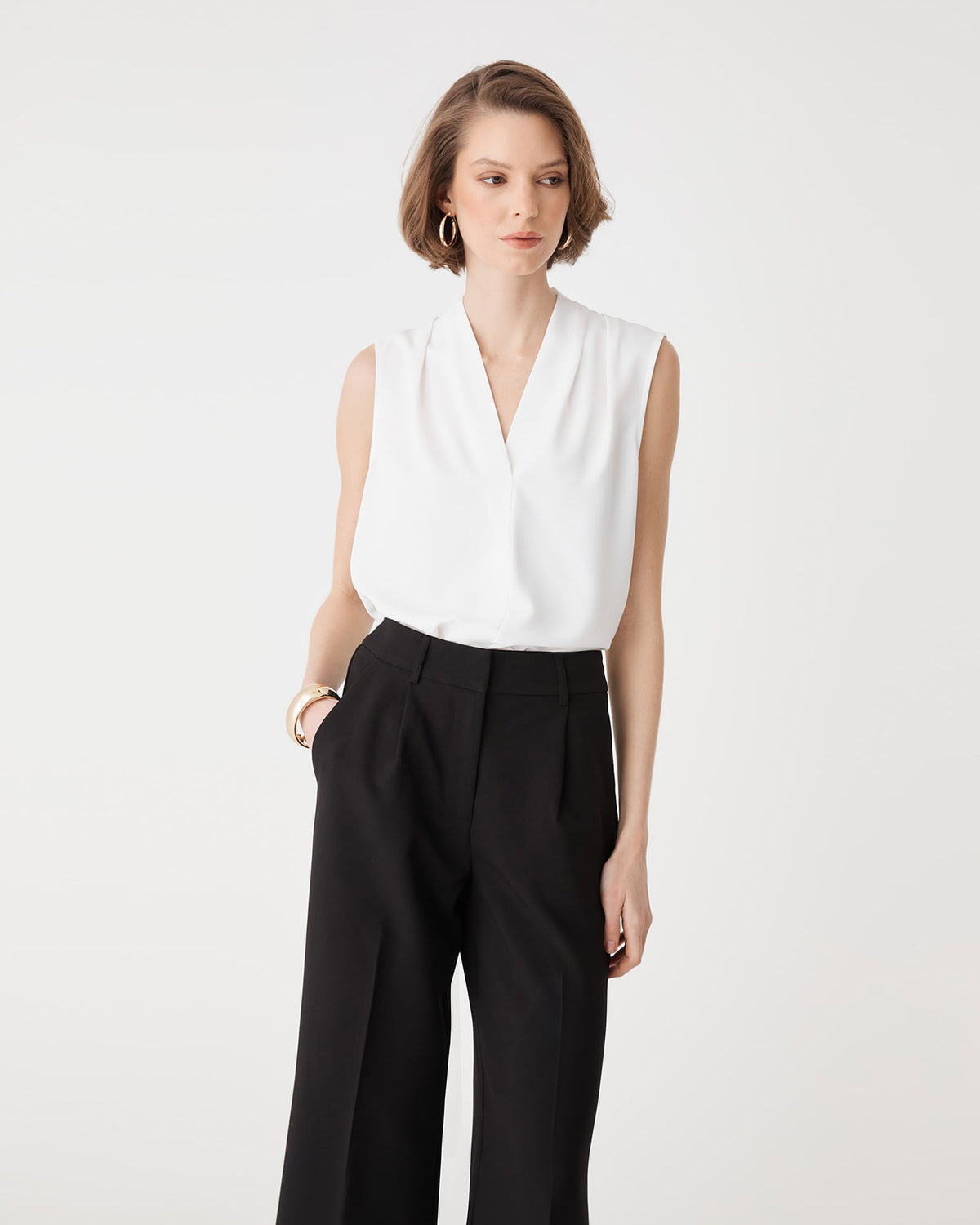 Alivia 2 V-Neck Top in ivory — view 2
