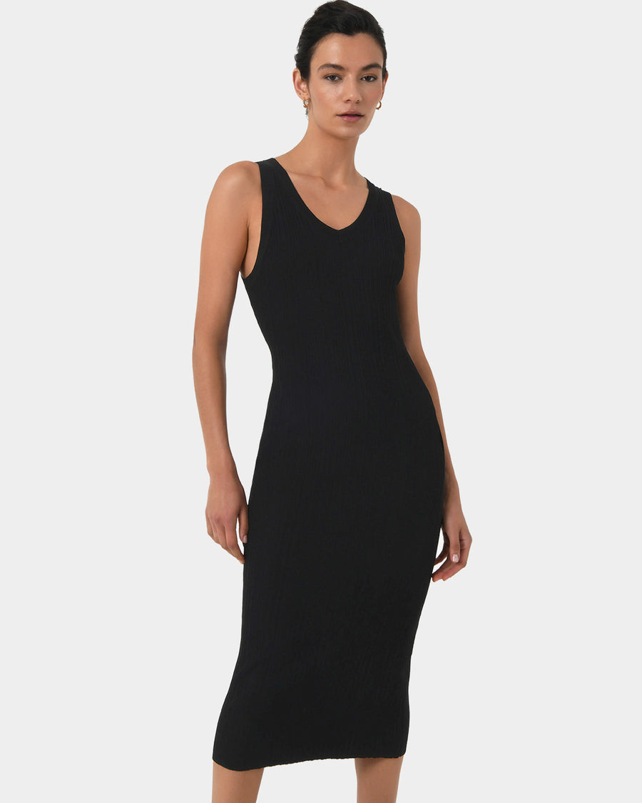 Isadora V-Neck Knit Dress — close-up view
