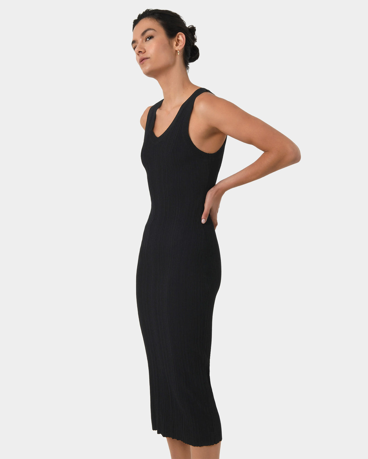 Isadora V-Neck Knit Dress in black — view 3