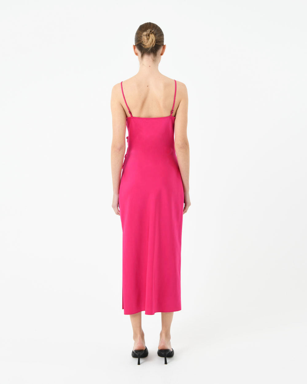 Staria Draped Camisole Dress in fuchsia — back view