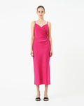 Staria Draped Camisole Dress in fuchsia — full-length view