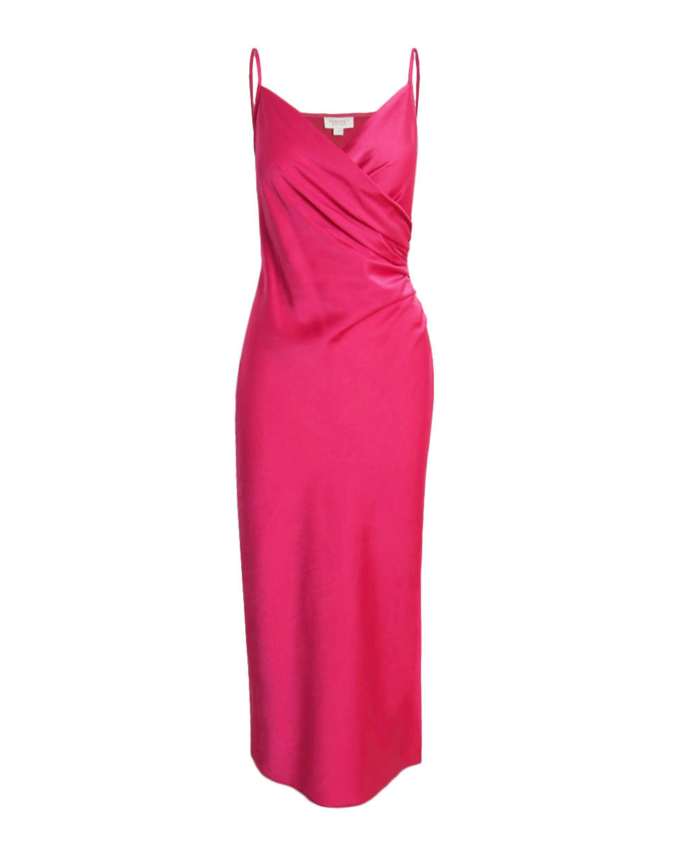 Staria Draped Camisole Dress in fuchsia — product-only view