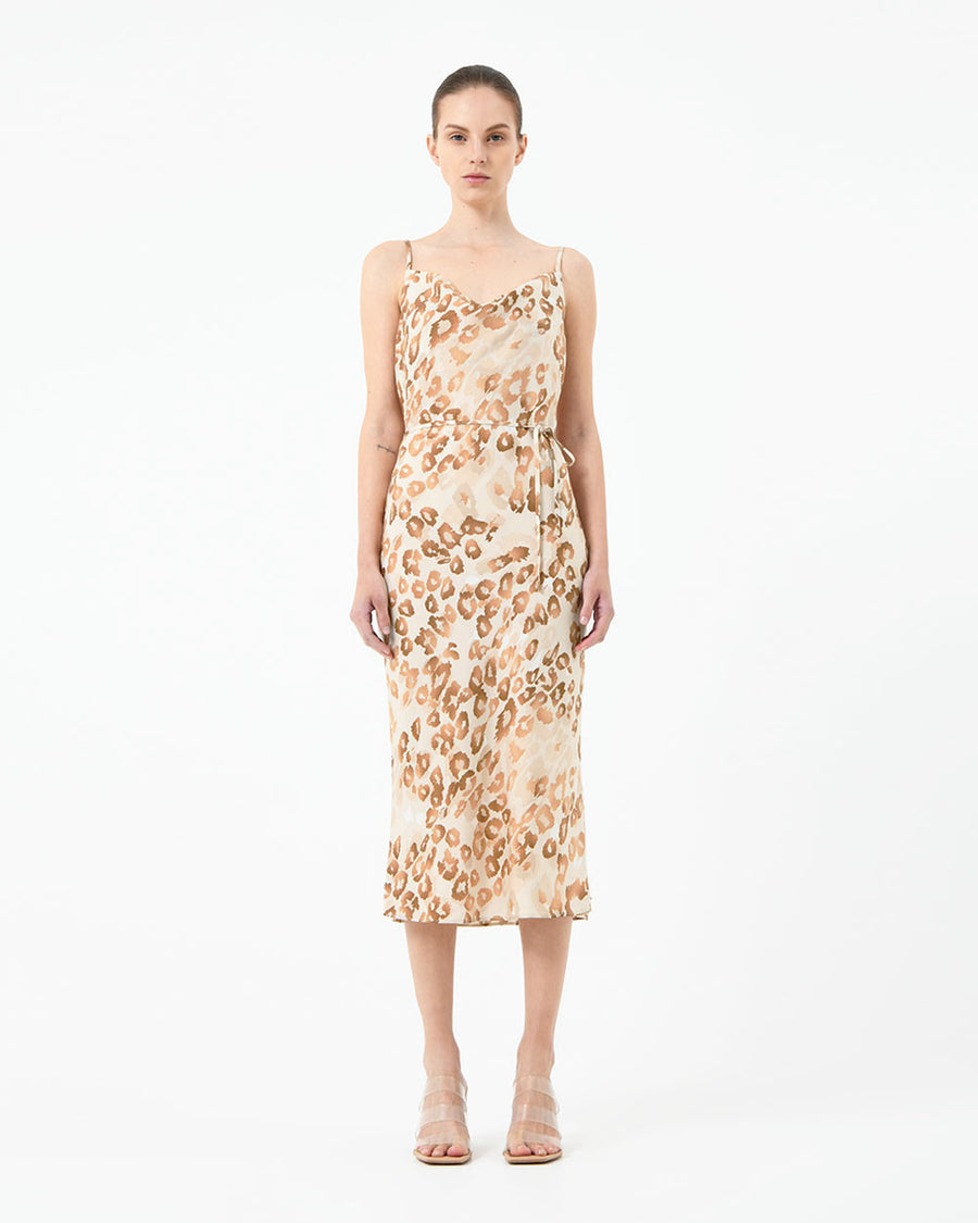 Madison Animal Print Dress in multi — full-length view