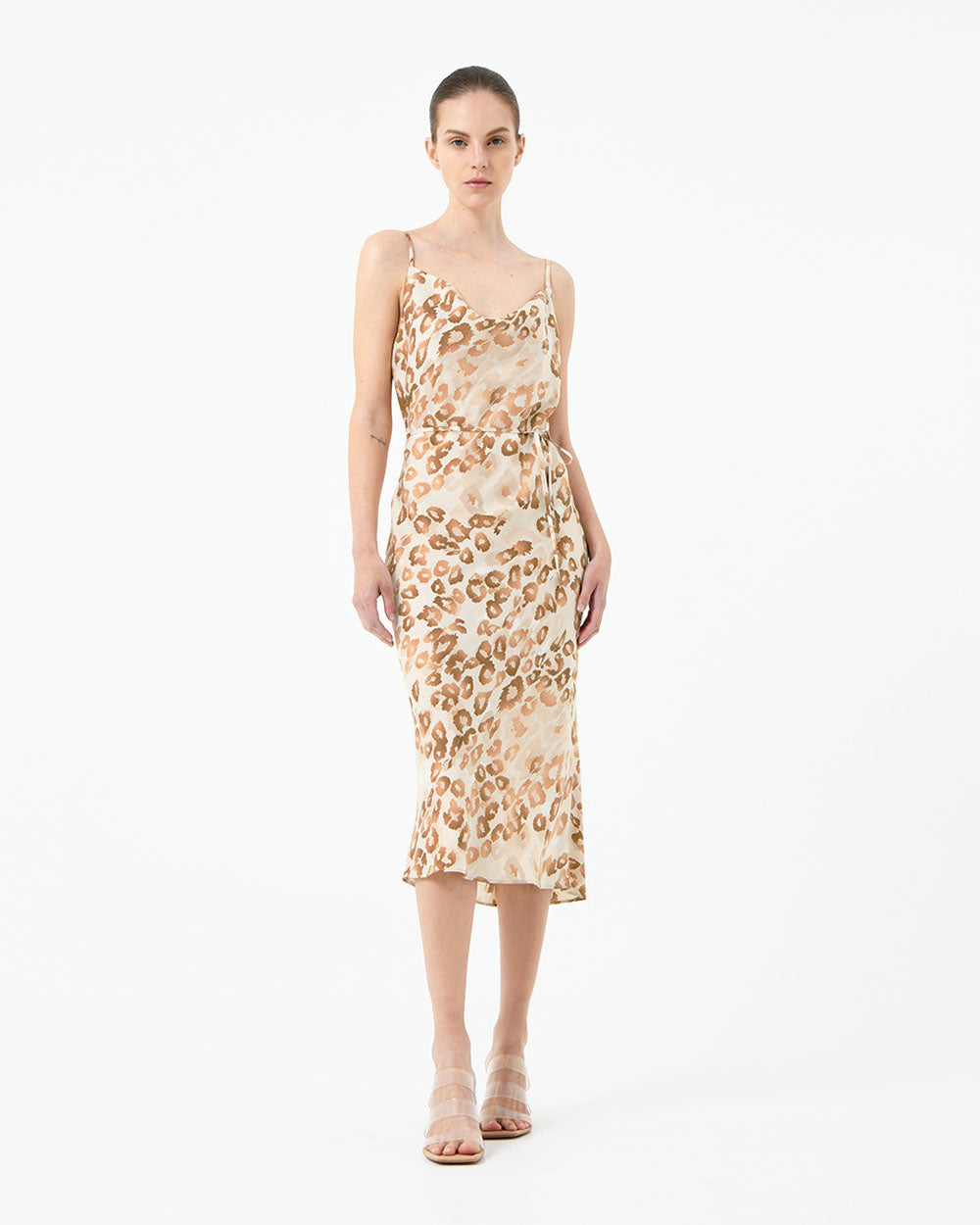 Madison Animal Print Dress in multi — full-length view 2