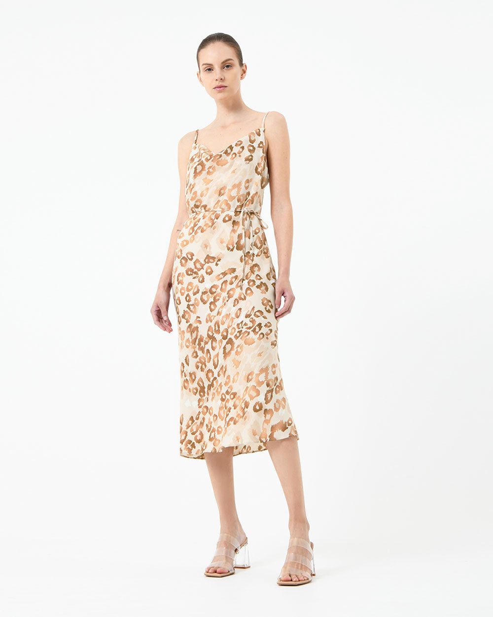 Madison Animal Print Dress in multi — full-length view 3