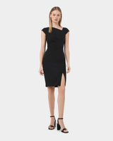New Kenzie Asymmetric Dress in black — full-length view