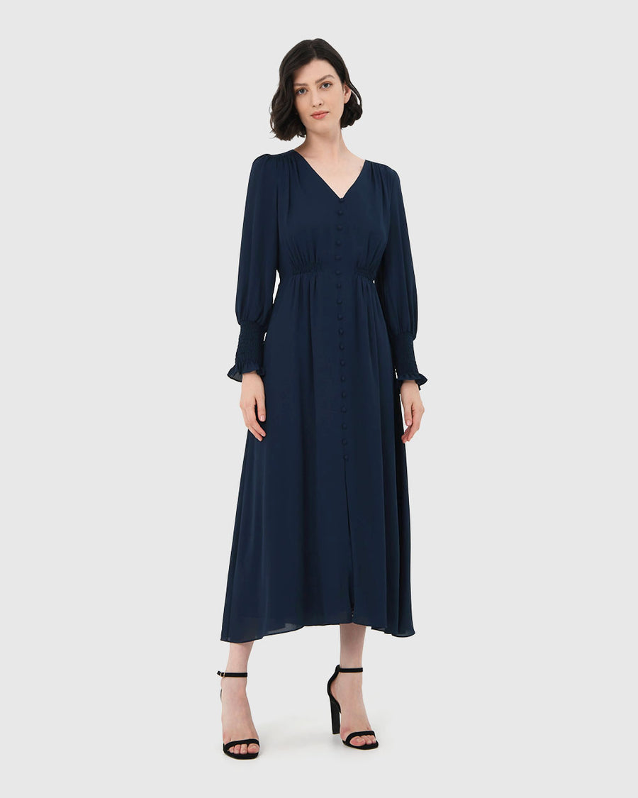Korra Long Sleeve Button Dress