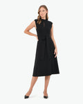 Wynter Ponte A-Line Dress in black — full-length view